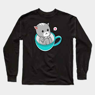cat and mug Long Sleeve T-Shirt